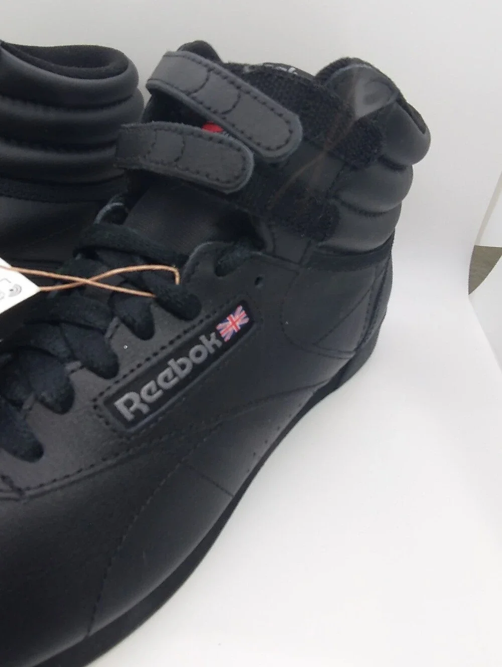 Reebok Classic Freestyle Triple Black High Top Leather Sneaker Womens Size 8